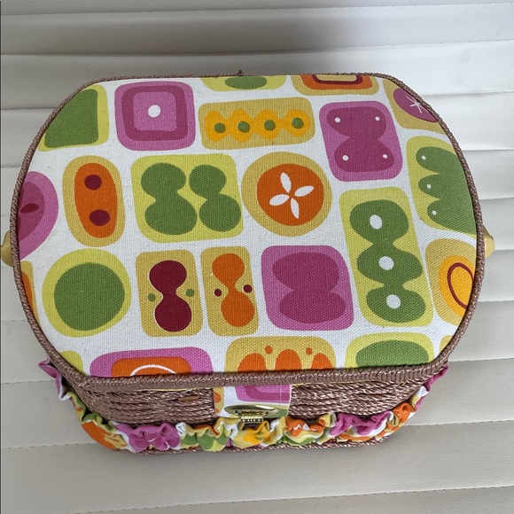 Colorful Woven Sewing Basket - Picture 3 of 10